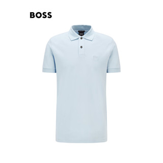BOSS男士夏季经典款翻领棉质常规短袖Polo衫 450-浅蓝色 XXXL