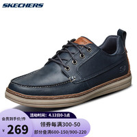 斯凯奇Skechers男鞋 时尚简约休闲鞋 轻质透气缓震低帮鞋 65875 海军蓝色 45.0