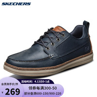 斯凯奇Skechers男鞋 时尚简约休闲鞋 轻质透气缓震低帮鞋 65875 海军蓝色 43.0