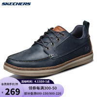 斯凯奇Skechers男鞋 时尚简约休闲鞋 轻质透气缓震低帮鞋 65875 海军蓝色 42.0