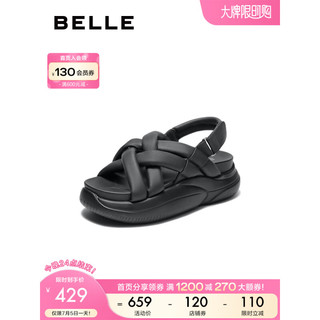 BeLLE 百丽 蓬软编织凉鞋女2023夏季新商场同款厚底凉鞋Z3T1DBL3 黑色 36