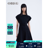 OBEG 欧碧倩23夏新款通勤气质简洁X型修身连衣裙10442128 黑色 155/XS/34