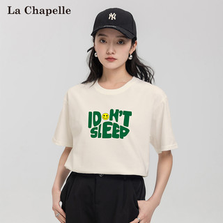 La Chapelle 2023夏季新款宽松圆领纯棉T恤衫女卡通休闲印花短袖上衣