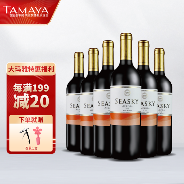 TAMAYA 大玛雅 智利大玛雅 西思凯奥罗拉半干红葡萄酒 750ml 入门级 6瓶整箱