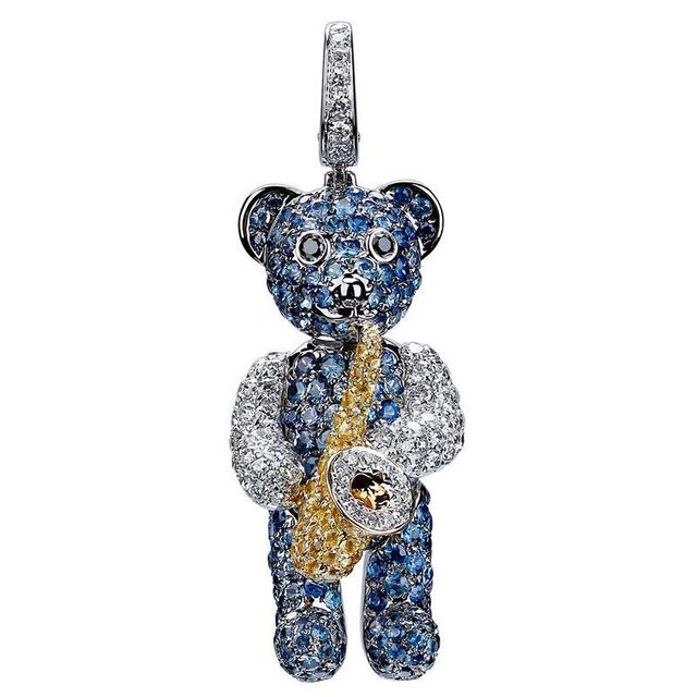 MONETA 墨涅塔Teddy’sBand蓝色金萨克斯熊吊坠（无链）节日礼物