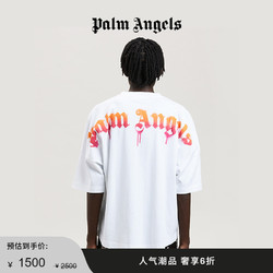 Palm Angels 男士白色棉质棕榈树喷漆印花宽松短袖T恤