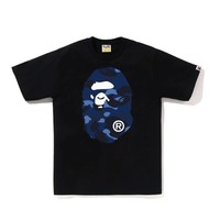 A BATHING APE 男款猿人头印花T恤 0ZXTEM110015KBKC