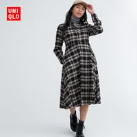 UNIQLO 优衣库 女装 柔软磨毛衬衫式格纹连衣裙 463506