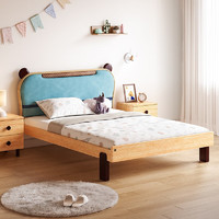 PLUS会员：KUKa 顾家家居 T068-A 橡胶实木儿童床 小熊款单床 1.5*2M