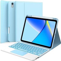 GreenLaw iPad 10 代保护套带键盘,防污表面,双设备连接,7 色背光