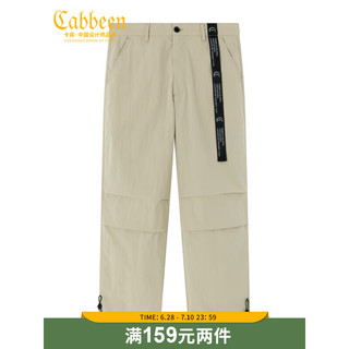 Cabbeen 卡宾 男装休闲裤潮流运动工装宽松长裤高街字母印花织带Y 杏色15 54/185/XXL