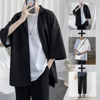 华天牧 三件套轻熟风男装套装一套搭配帅气peピュア衬衫设计感小众 黑色(三件套) XL