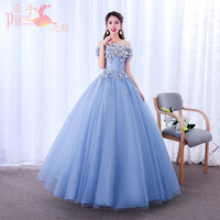 xinlanisnow 馨兰芙曼 主持人礼服女大学生独唱演出服蓬蓬裙四季款长款主持声乐美声艺考服灰色晚礼服女 蓝灰色 M