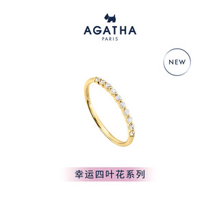 AGATHA/瑷嘉莎 925银幸运四叶花戒指 七夕情人节生日礼物送女友老婆情侣 彩色戒指 默认50