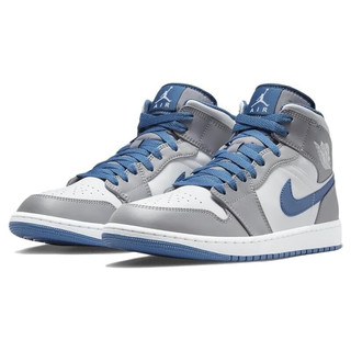 AIR JORDAN 正代系列 Air Jordan 1 Mid 男子篮球鞋 DQ8426-014 水泥灰/白/纯蓝 42.5