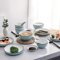 贝瑟斯北欧简约雅纹20件套高温烧制多人食陶瓷家用餐具套装碗碟盘