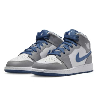 AIR JORDAN 正代系列 Air Jordan 1 Mid （GS） 大童篮球鞋 DQ8423-014 水泥灰/白/纯蓝蓝 40