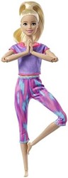 MATTEL 芭比娃娃 GXF04，金发娃娃，身着紫色瑜伽服，适合 3 至 7 岁儿童的玩具