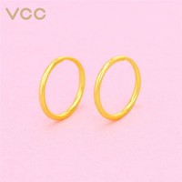 移动端：VCC 珠宝 黄金耳环 足金999简约光圈耳环一对 母亲节礼物送女友送妈妈 0.89克