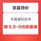 京喜特价 专属福利会场 领9.9-9元优惠券