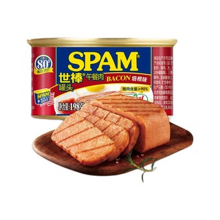 PLUS会员：SPAM 世棒 午餐肉罐头猪肉含量90% 培根味 198g