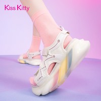 Kiss Kitty KissKitty春夏季轻便彩虹底6CM厚底凉鞋一字带运动凉鞋女鞋