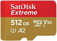 SanDisk 闪迪 512 GB Extreme microSDXC 卡 + SD 适配器 + RescuePRO 豪华版,高达 190 MB/秒,带 A2 应用程序性能,UHS-I,Class 10,U3,V30