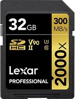 Lexar 雷克沙 专业 2000x SD 卡 32GB，SDHC UHS-II 存储卡，读取速度高达 300MB/s，适用于 DSLR、影院级摄像机 (LSD2000032G-BNNAG)