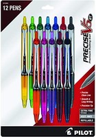 PILOT 百乐 Precise V5 RT 可伸缩液体墨水签字笔，可更换笔芯，超细笔尖(0.5mm) 12 支装 (10364)