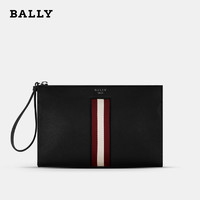 BALLY 巴利 男士MAKID皮革黑白条纹手拿包手袋黑色6302464