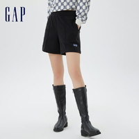 Gap 盖璞 女装夏季新款LOGO高腰法式圈织软卫裤590993休闲裤辣妹风短裤 黑色 160/70A(S)