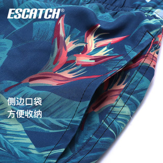 ESCATCH 速干宽松沙滩裤男可下水海边度假大码潮牌温泉泳裤防尴尬情侣短裤 es7绿色丛林(两侧拉链口袋） L(建议体重60-70kg)