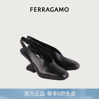 菲拉格慕（Ferragamo）女士黑色羊皮革高跟鞋 0743744_1D _ 75（礼物送女友）礼盒
