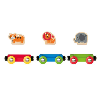 Hape 滑行玩具丛林动物小火车男孩女孩玩具1-3岁亲子互动