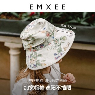 EMXEE 嫚熙 儿童防晒帽婴儿帽子夏季防紫外线宝宝遮阳帽男女外出