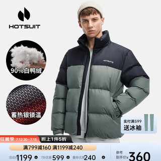 HOTSUIT 后秀 黑标系列 羽绒服男 2020冬季新款防风防寒保暖时尚拼色休闲运动外套男 蓖麻灰 L