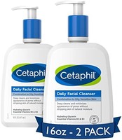 Cetaphil 丝塔芙 洗面奶，适合敏感、混合，全新 16 盎司（473ml），2 件装，温和起泡，无皂，低敏感性