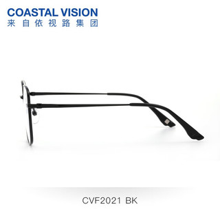 镜宴（COASTAL VISION） 镜宴 新款男女商务时尚多款可选镜框 光学1.74高度数近视眼镜 金属-全框-2021BK-黑色 依视路钻晶A4定制片1.74