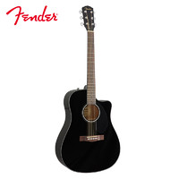 Fender 芬达 自营 Fender CD-60SCE系列 原声 云杉木单板民谣木吉他 民谣缺角电箱吉他41英寸 BLK黑色 黑色