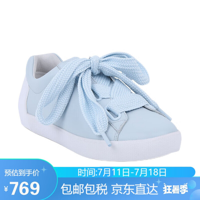 ASH 艾熙 女鞋 NINA系列马卡龙色宽鞋带低帮休闲皮质板鞋小白鞋蓝色