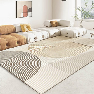 BUDISI 布迪思 地毯客厅地毯卧室茶几沙发毯可定制北欧简约现代满铺加厚防滑垫 奶油线条 140*200cm小客厅