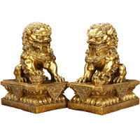 和堂悦舍 铜狮子摆件一对小狮子门口大小号北京狮客厅卧室乔迁送礼品