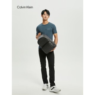 Calvin Klein CK Jeans22男士校园风满版压印LOGO拉链大容量双肩包礼物HH2622 001-黑色 OS