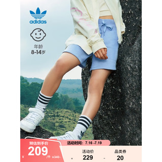 adidas 阿迪达斯 官方三叶草女大童夏季新款运动短裤IB8452 淡粉蓝 140CM