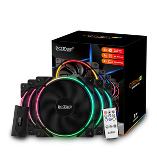 PCCOOLER 超频三 皓月FRGB RGB 120mm 机箱散热风扇 五个装+遥控控制盒