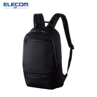 ELECOM 宜丽客 双肩包休闲背包简约旅行包防泼水轻便笔记本电脑包男士书包新款 黑色