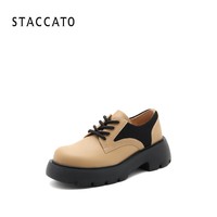 STACCATO 思加图 春季新款英伦风系带小皮鞋厚底圆头单鞋女皮鞋EBV04CM1