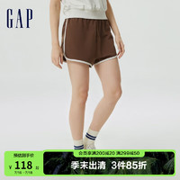 Gap 盖璞 女装夏季新款美式复古LOGO高腰法式圈织软卫裤590990运动短裤 棕色 165/76A(M)