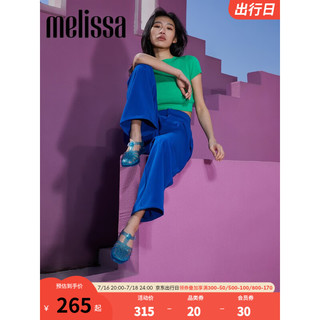 melissa 梅丽莎）复古女士时尚编织百搭潮流舒适罗马凉鞋33718 蓝色透明 5（35-36码）