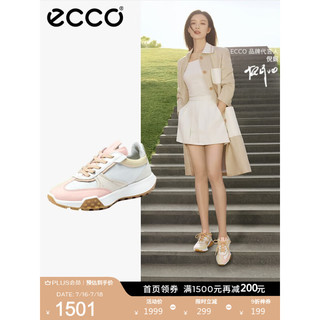 ecco 爱步 休闲鞋 2023年新款低帮简约百搭阿甘鞋 复古跑鞋211763 彩色蜜桃粉稻黄色21176360738 38